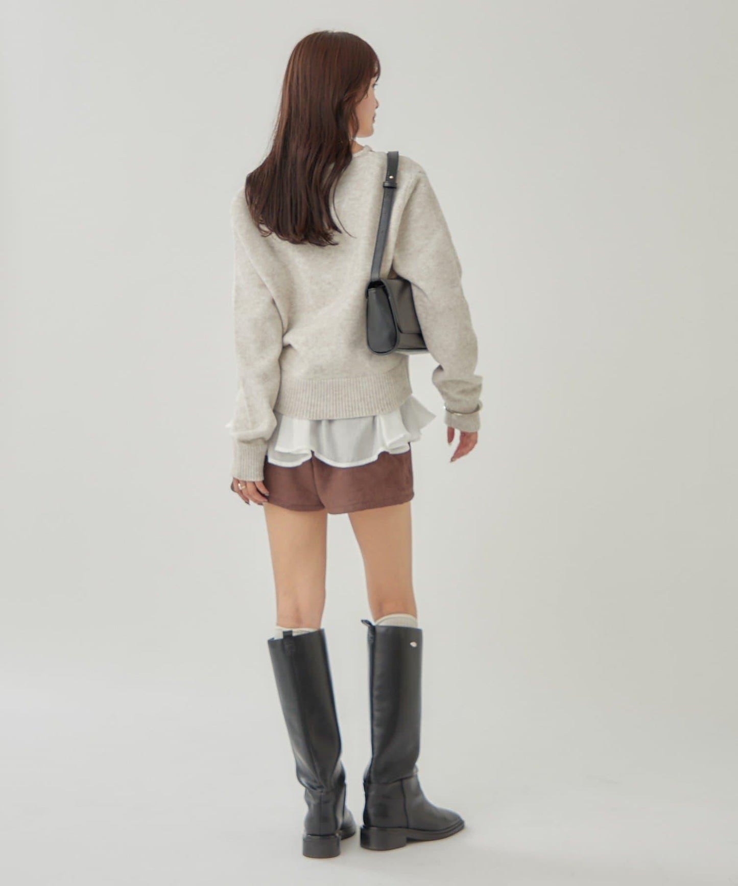 荷葉邊拼接針織衫