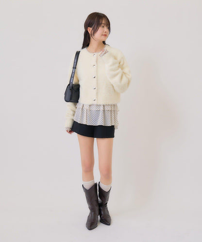 仿貂絨夾克開衫