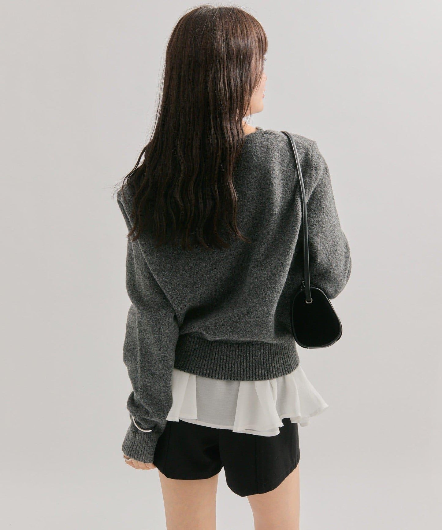 荷葉邊拼接針織衫