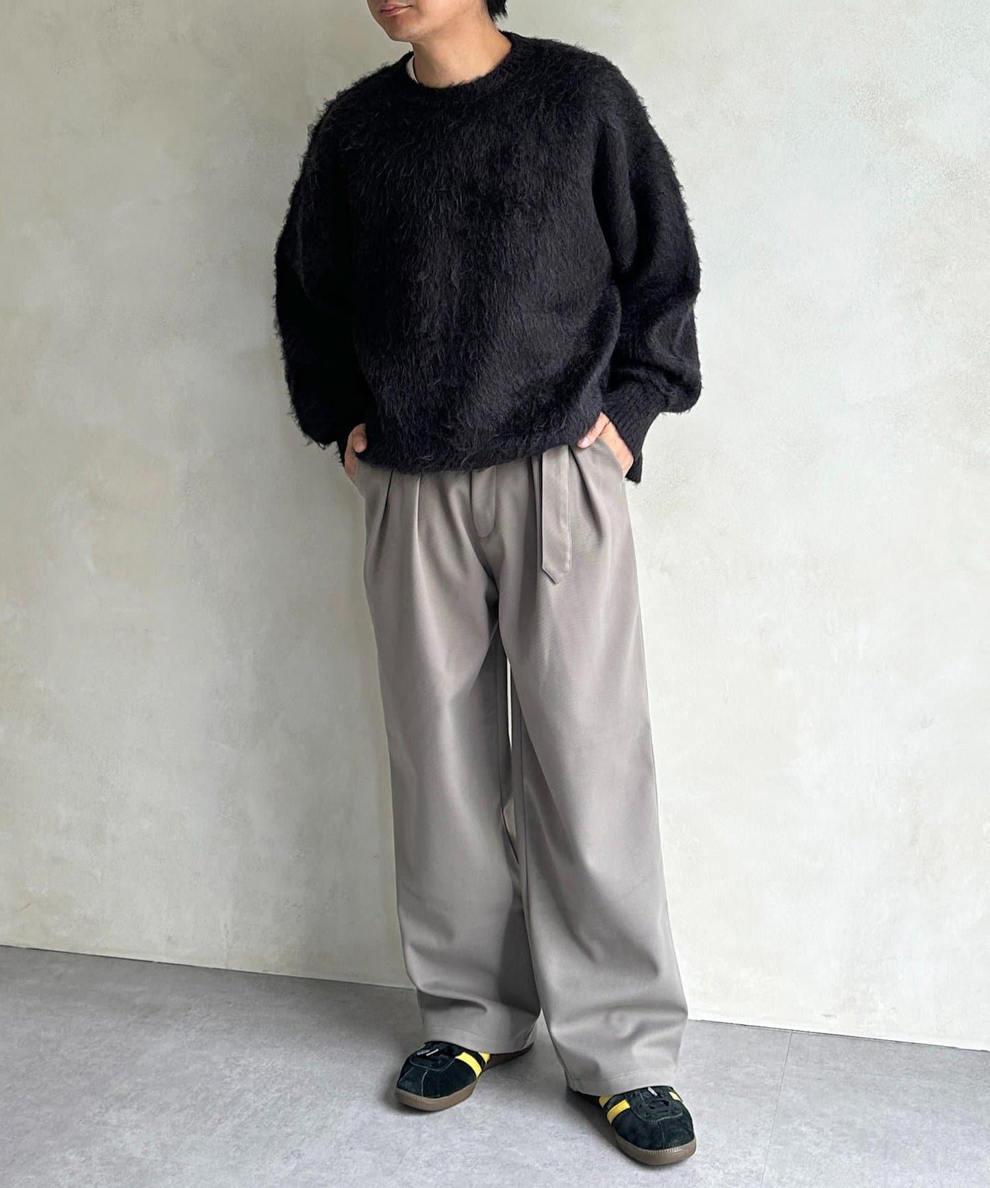 仿羊毛繫帶休閒褲