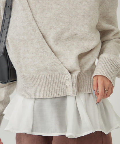 荷葉邊拼接針織衫