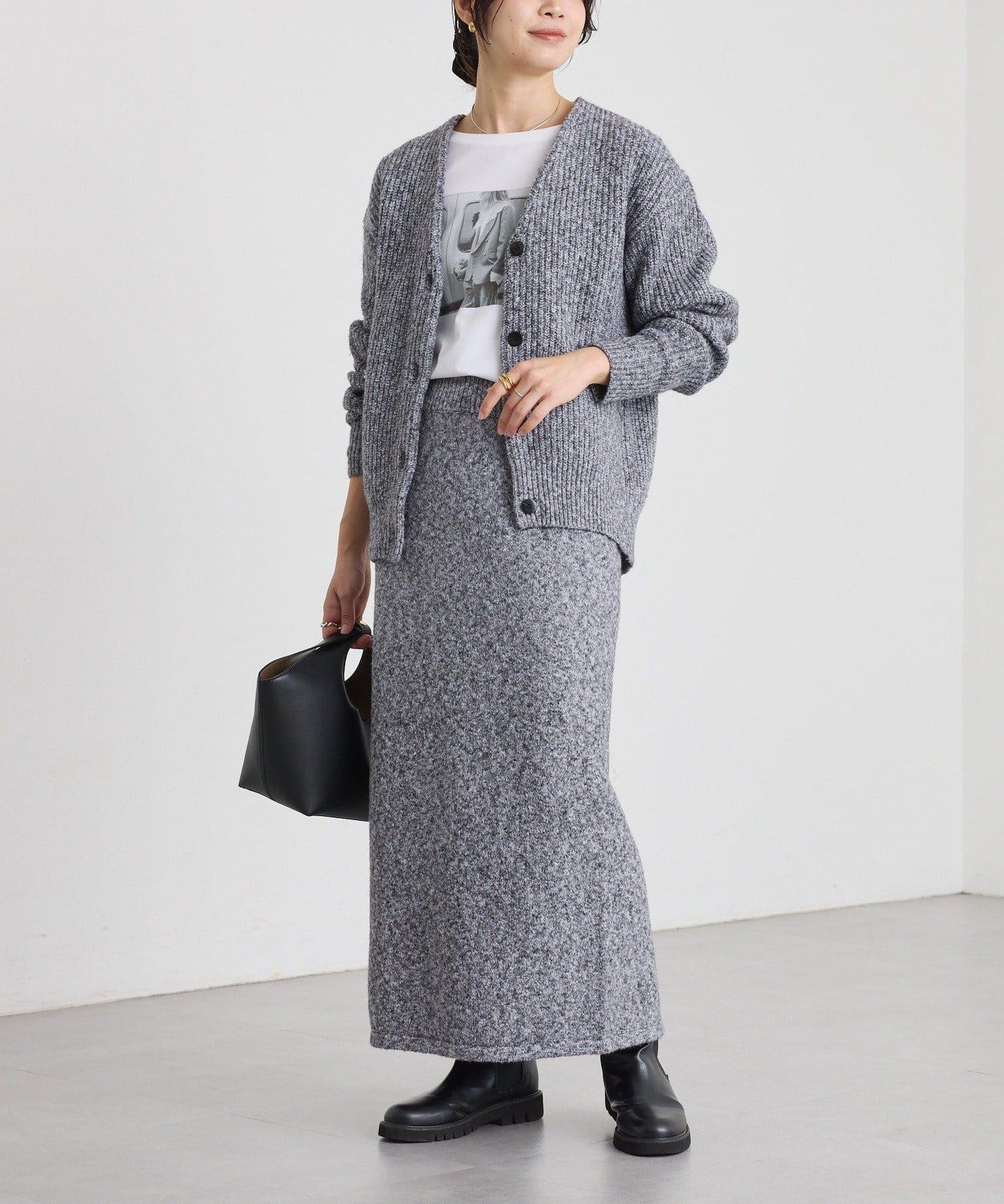 【可搭配套裝】圈圈紗線修身半身裙/預計12月上旬發貨