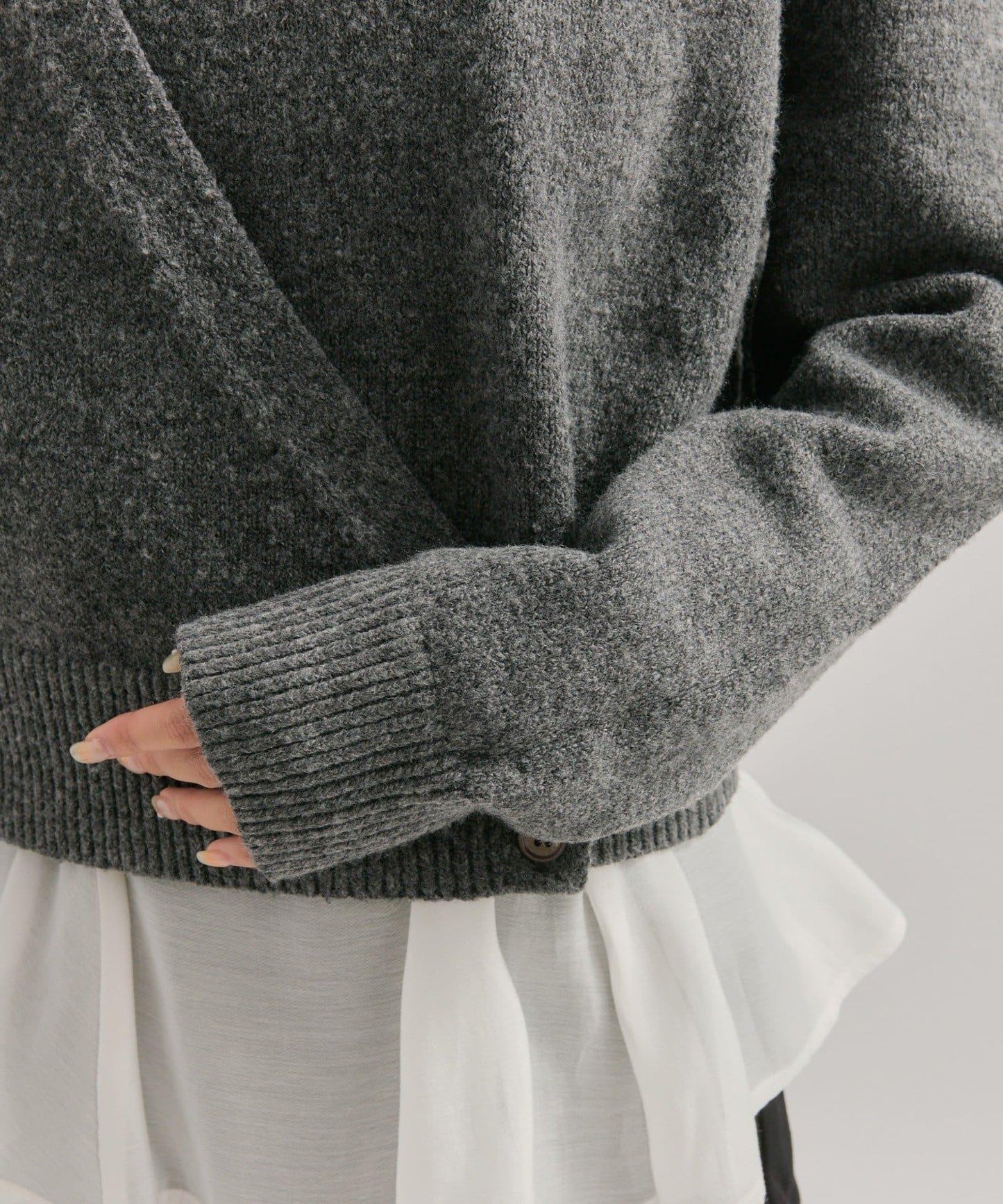 荷葉邊拼接針織衫