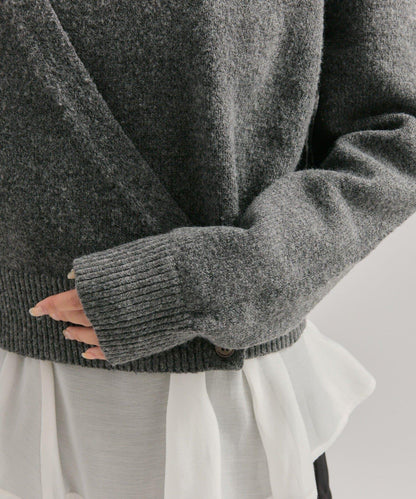 荷葉邊拼接針織衫