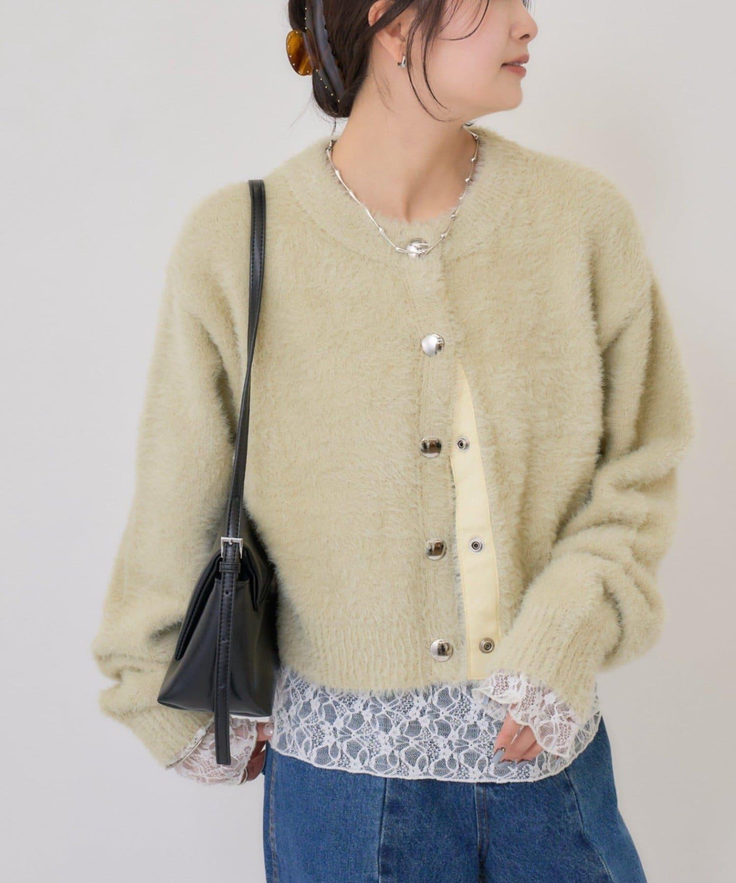 仿貂絨夾克開衫