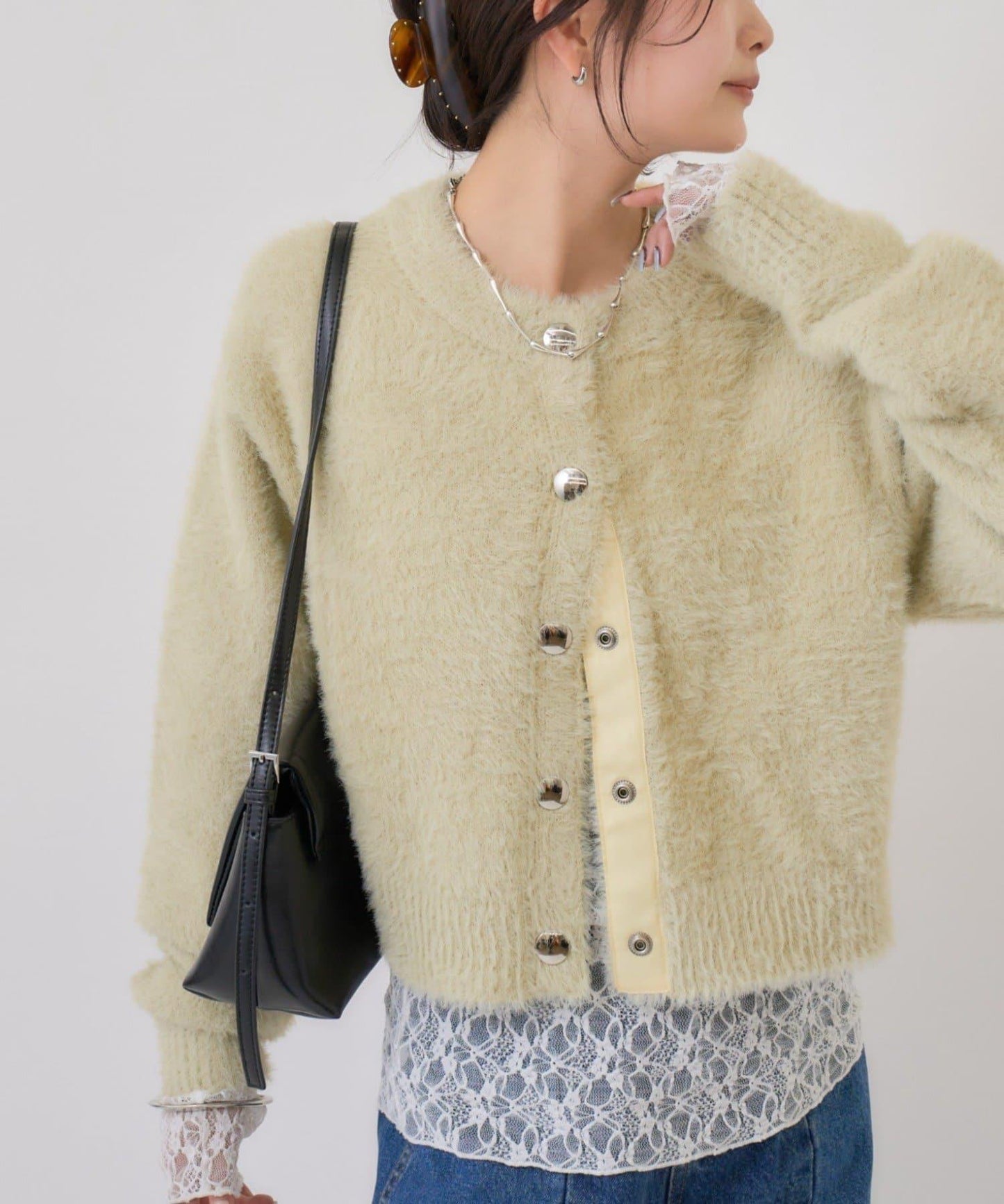 仿貂絨夾克開衫