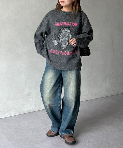 偉人仿馬海毛針織衫