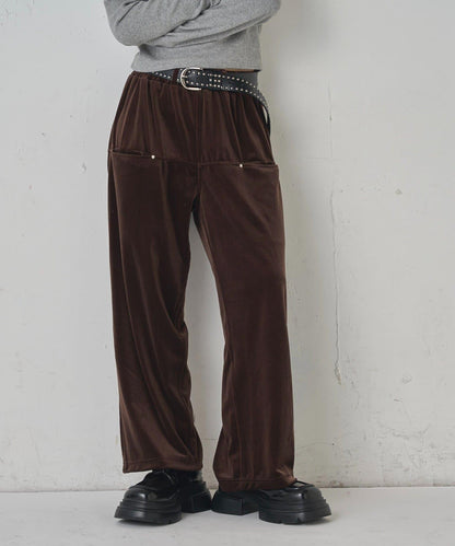 側袋天鵝絨長褲