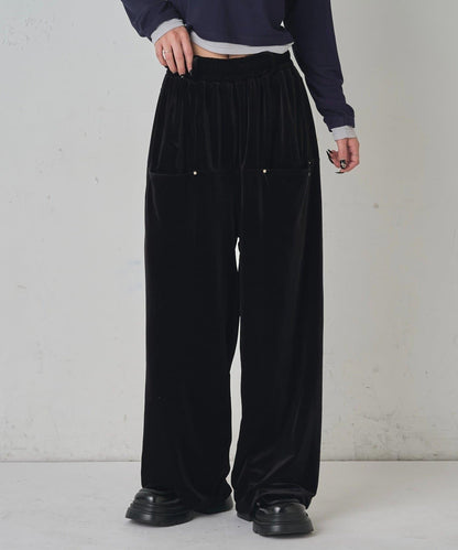 側袋天鵝絨長褲