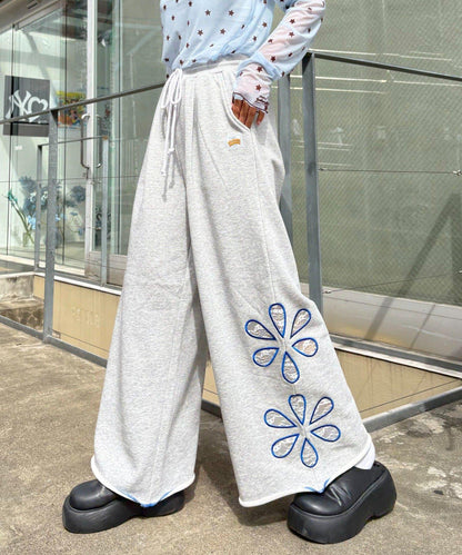 H.S花卉剪裁寬鬆衛褲