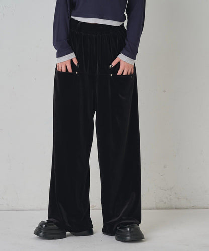 側袋天鵝絨長褲