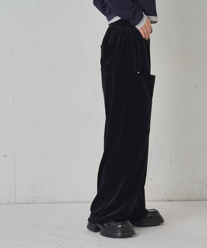 側袋天鵝絨長褲