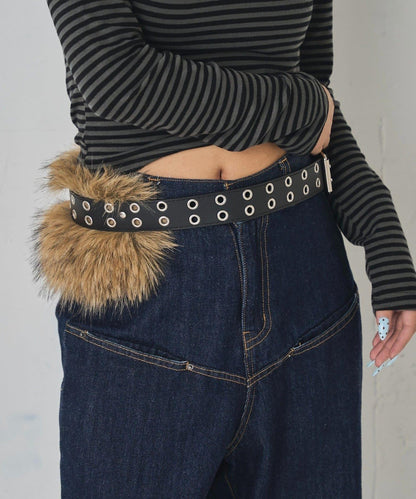 金屬孔眼毛絨腰帶