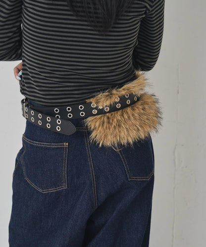 金屬孔眼毛絨腰帶