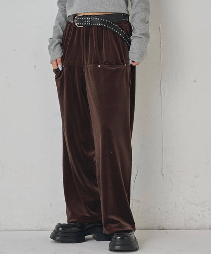 側袋天鵝絨長褲