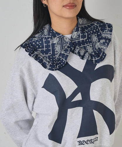 拼色荷葉邊假領