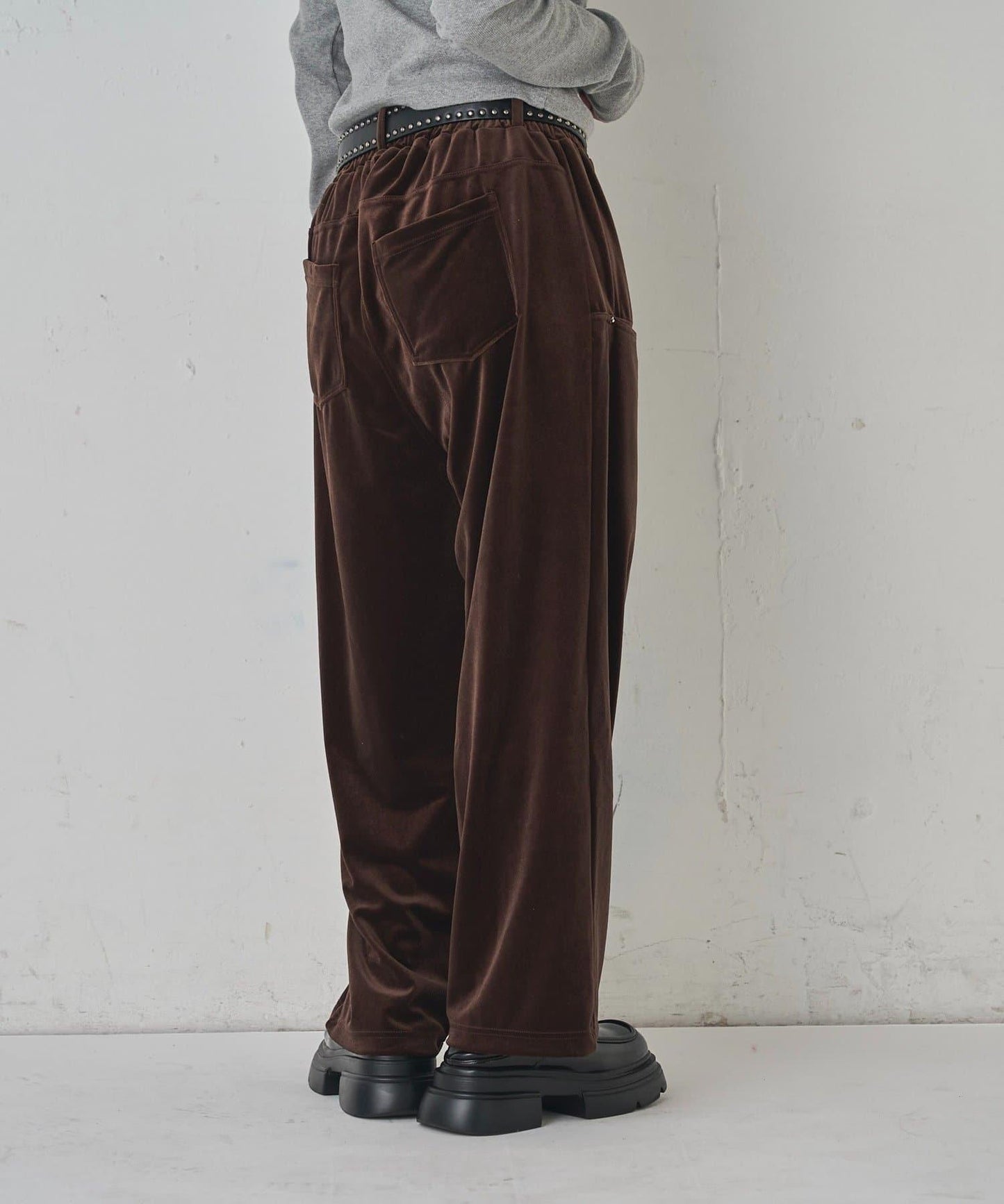 側袋天鵝絨長褲