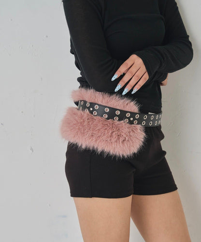 金屬孔眼毛絨腰帶