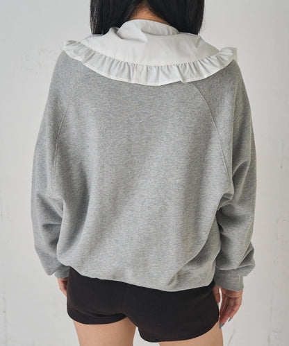 拼色荷葉邊假領