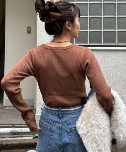 亨利領拼色防起球針織衫