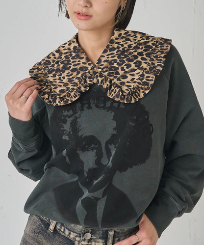 拼色荷葉邊假領