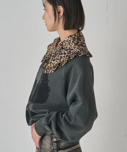 拼色荷葉邊假領