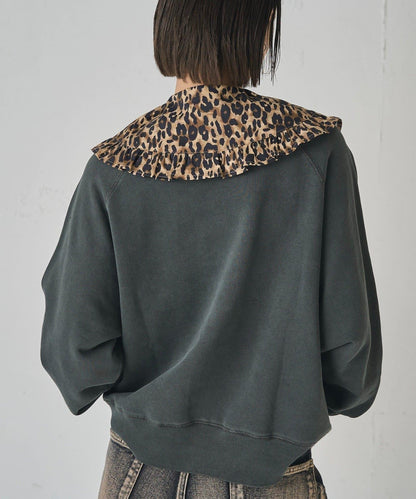 拼色荷葉邊假領