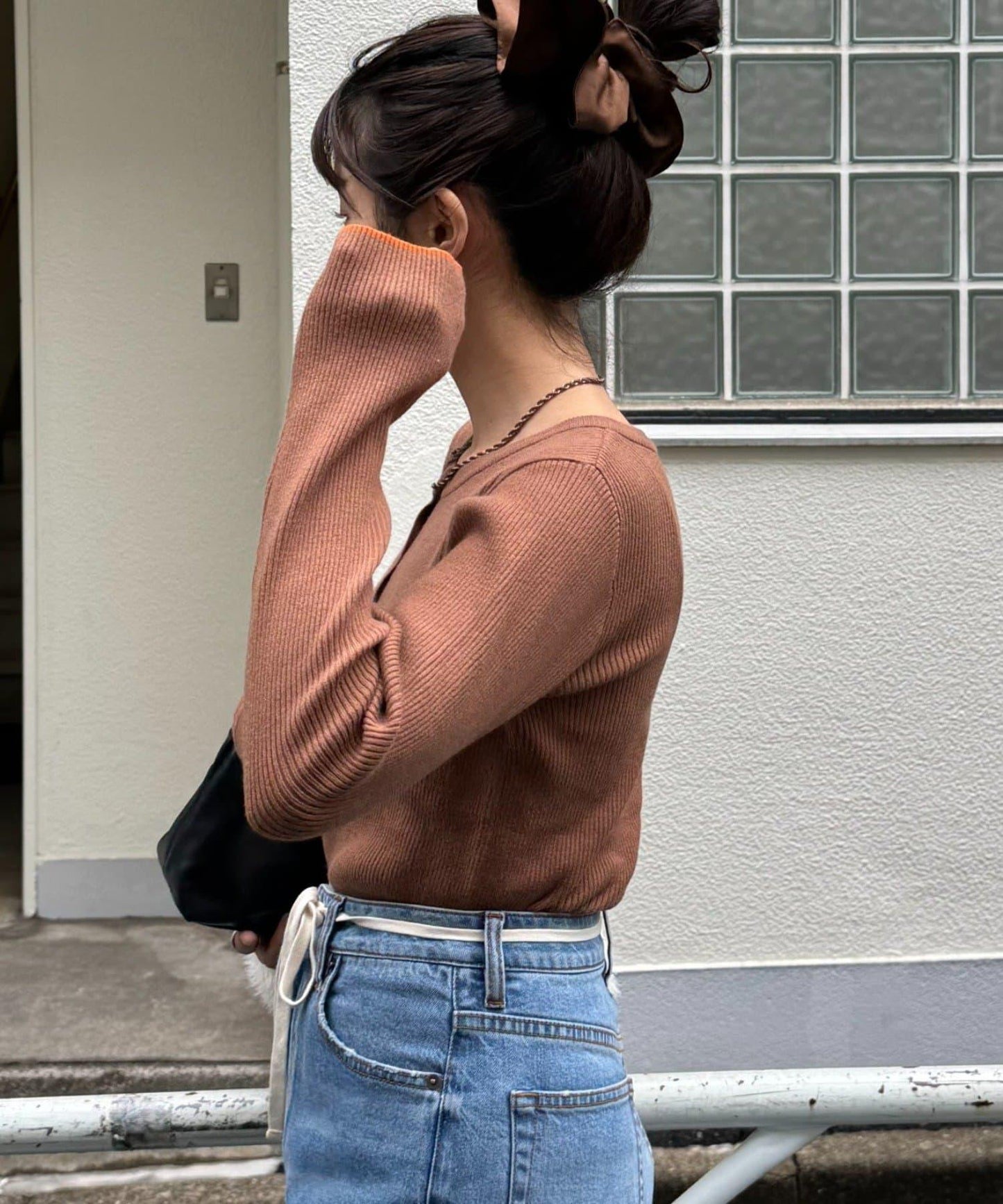 亨利領拼色防起球針織衫