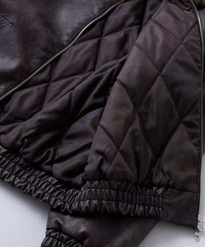 復古風格皮革毛絨連帽夾克