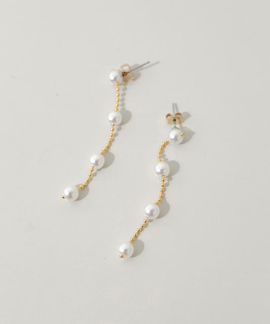 珍珠鏈條搖擺耳環