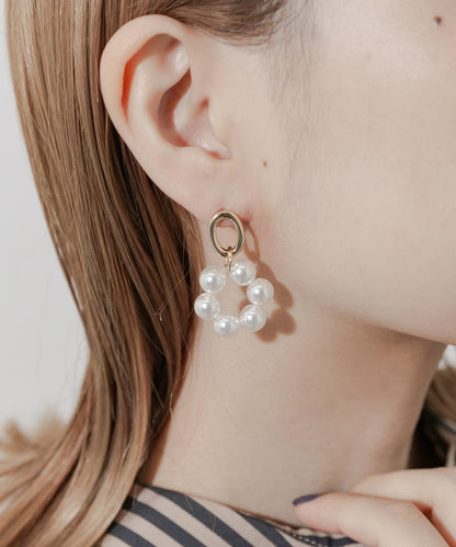 珍珠圓環耳環