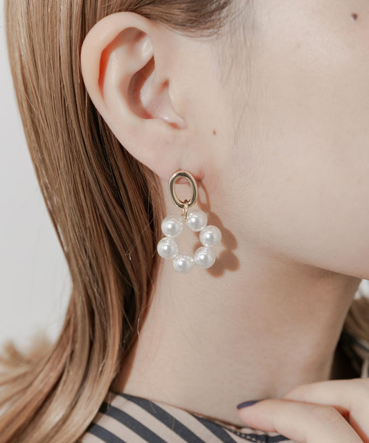 珍珠圓環耳環