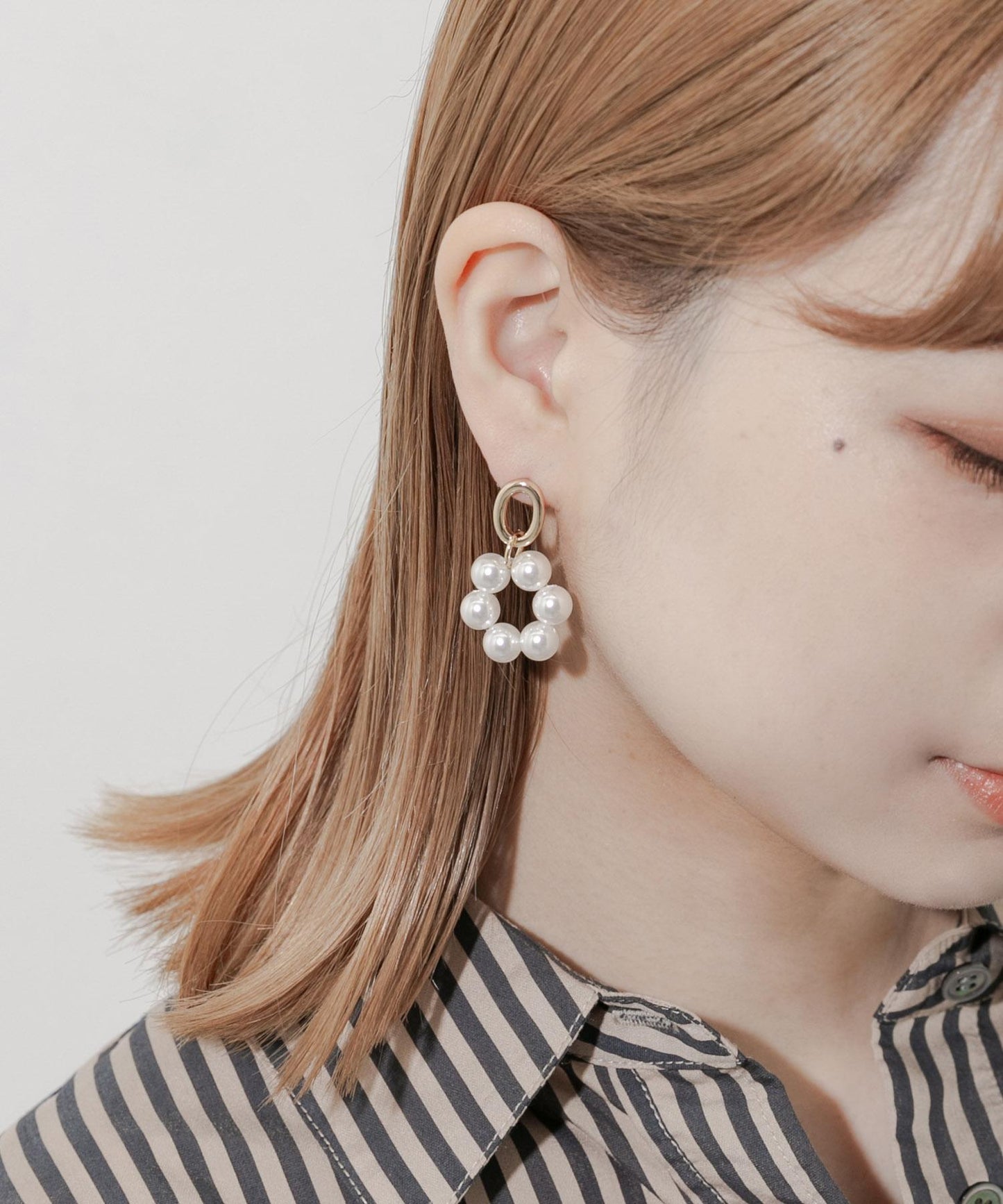珍珠圓環耳環