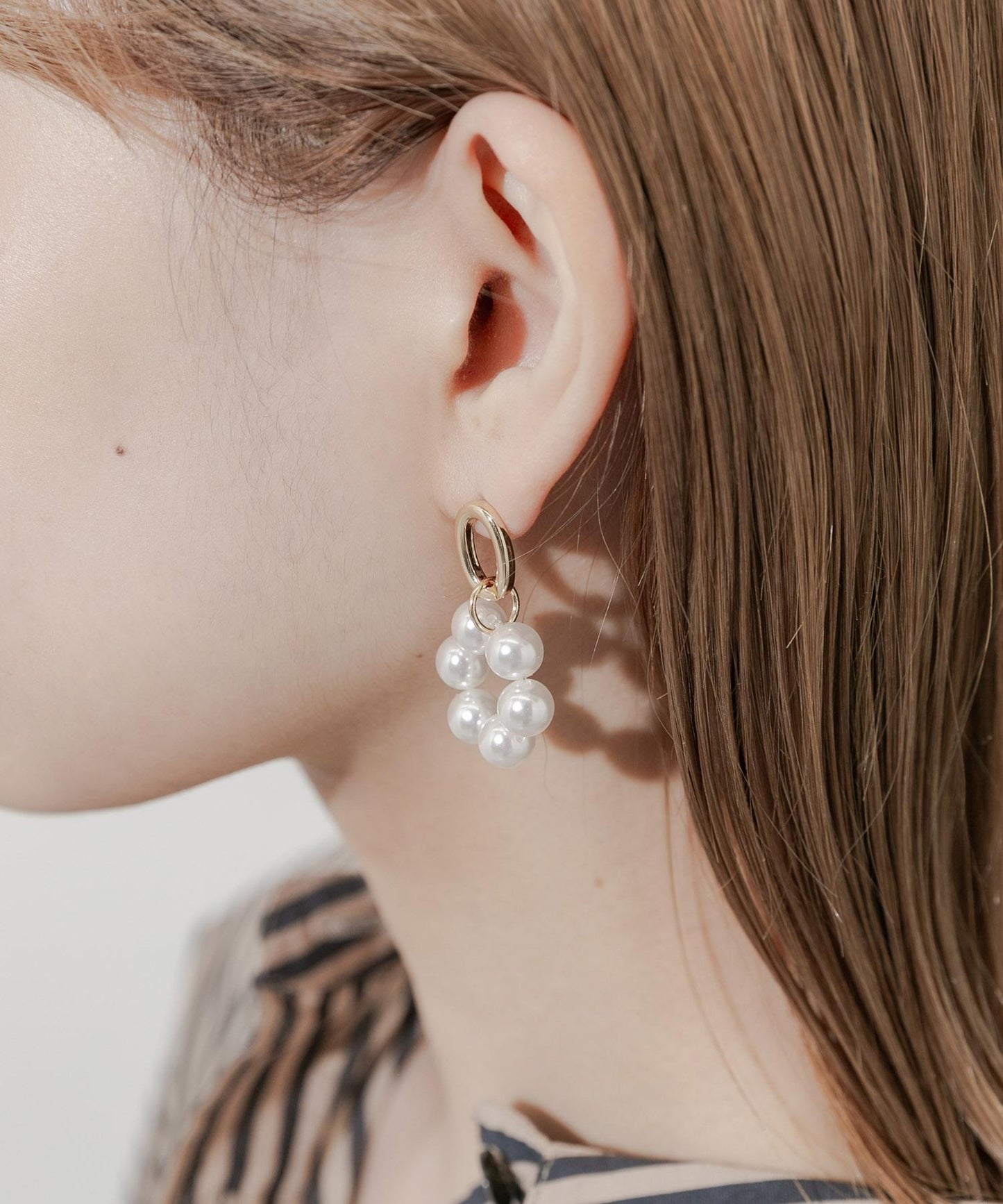 珍珠圓環耳環