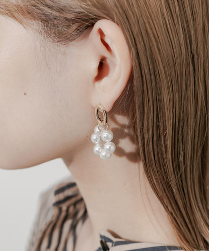 珍珠圓環耳環