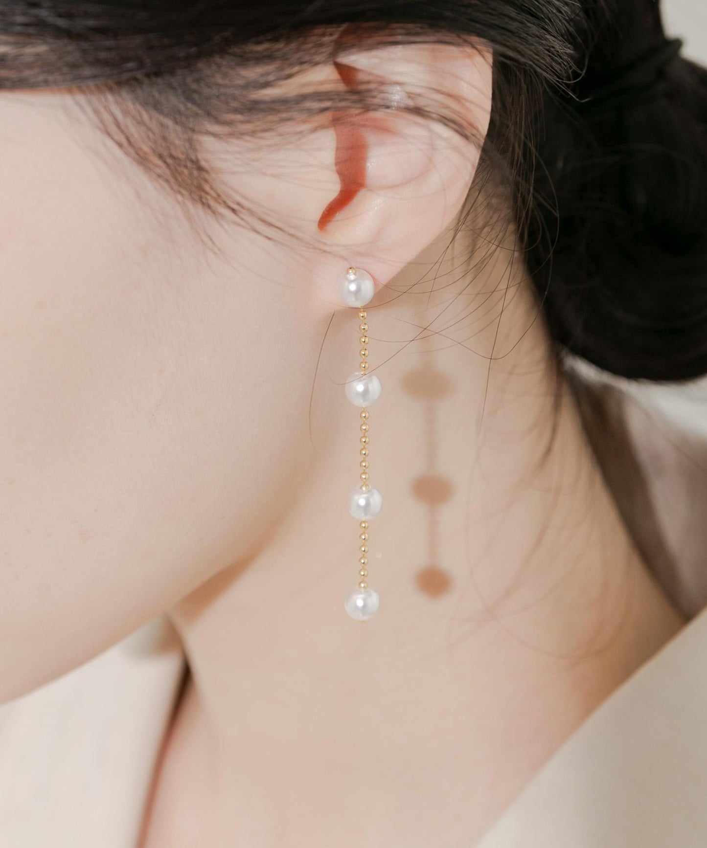 珍珠鏈條搖擺耳環