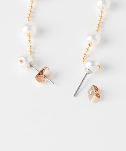 珍珠鏈條搖擺耳環