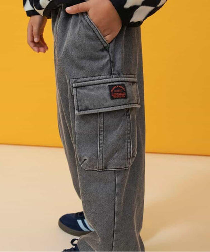 保暖化纖工裝褲 十分褲