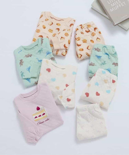 愛心&蛋糕圖案絎縫睡衣