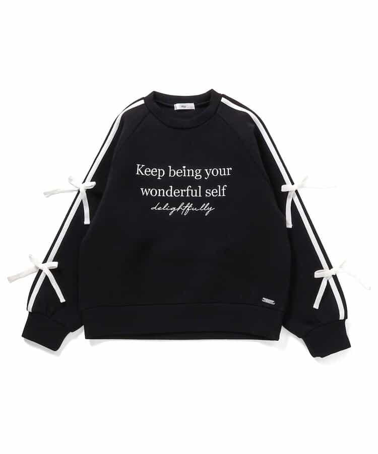 紙箱袖拼接條紋蝴蝶結衛衣