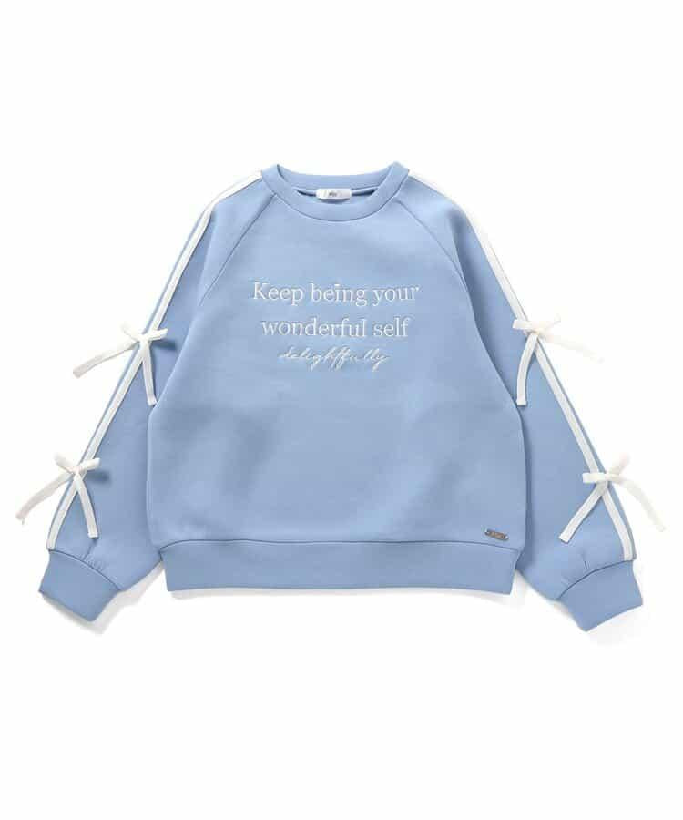 紙箱袖拼接條紋蝴蝶結衛衣