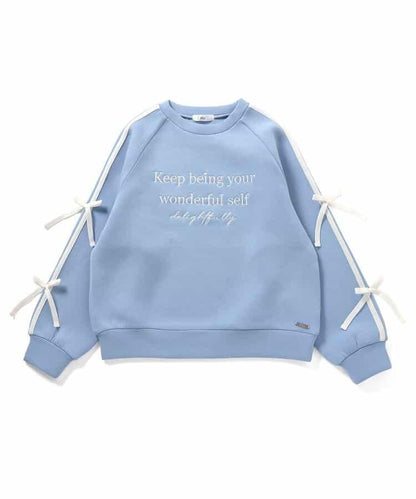 紙箱袖拼接條紋蝴蝶結衛衣