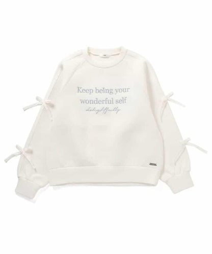 紙箱袖拼接條紋蝴蝶結衛衣