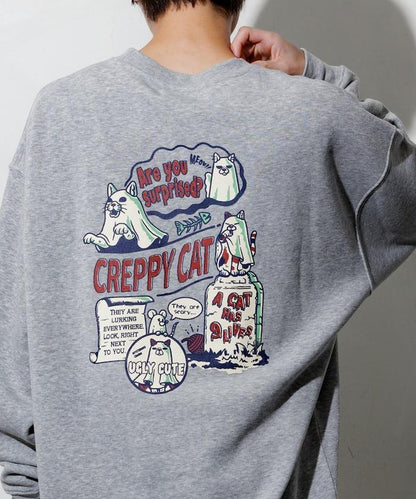 寬鬆版型背面印花圓領衛衣 / CATS GHOST