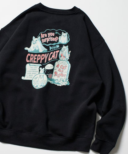 寬鬆版型背面印花圓領衛衣 / CATS GHOST