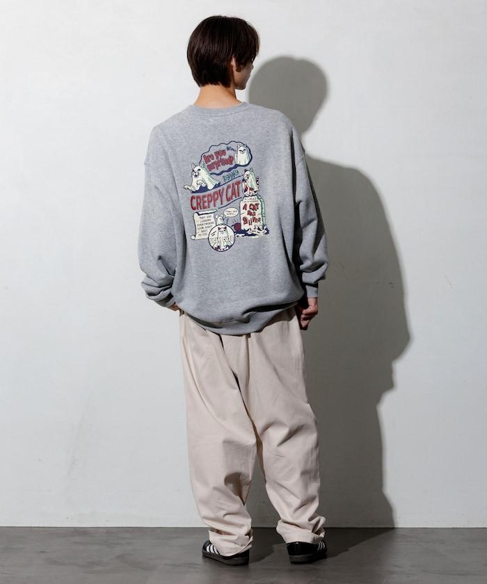 寬鬆版型背面印花圓領衛衣 / CATS GHOST
