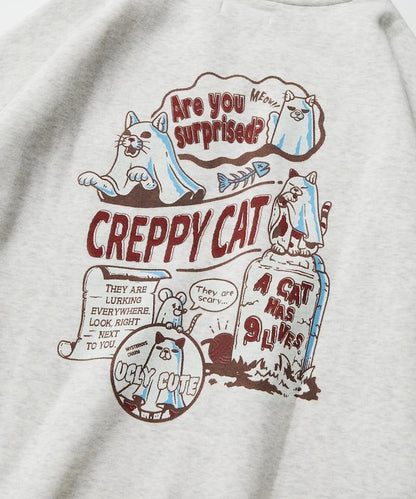 寬鬆版型背面印花圓領衛衣 / CATS GHOST