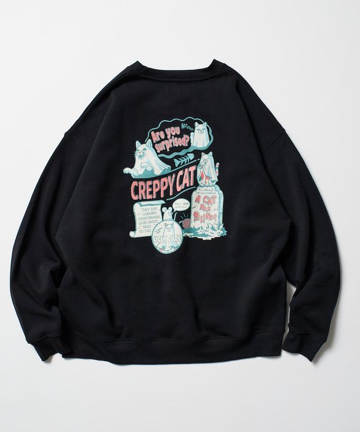 寬鬆版型背面印花圓領衛衣 / CATS GHOST