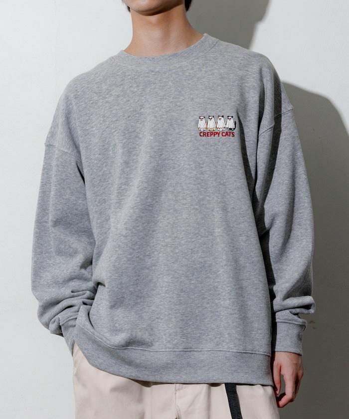 寬鬆版型背面印花圓領衛衣 / CATS GHOST