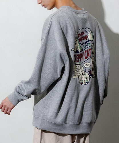 寬鬆版型背面印花圓領衛衣 / CATS GHOST